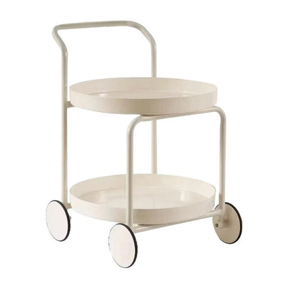 Contemporary Nordic Round Plastic Carbon Steel Movable Coffee Table 2-Tier For Living Room