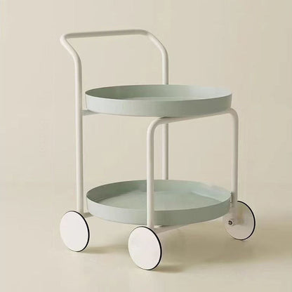 Contemporary Nordic Round Plastic Carbon Steel Movable Coffee Table 2-Tier For Living Room