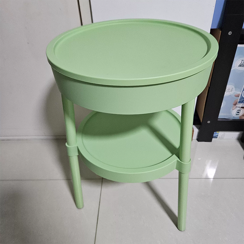Modern Minimalist Round Plastic Hidden Storage Coffee Table 2-Tier For Living Room