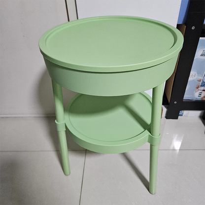 Modern Minimalist Round Plastic Hidden Storage Coffee Table 2-Tier For Living Room