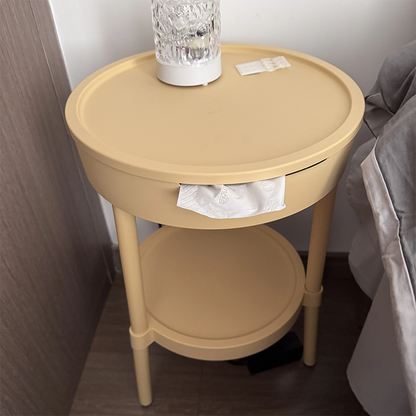 Modern Minimalist Round Plastic Hidden Storage Coffee Table 2-Tier For Living Room