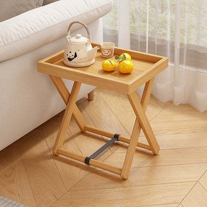 Traditional Rustic Rectangular Nan Bamboo Foldable End Table 1-Tier For Living Room
