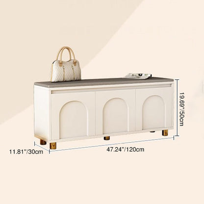Contemporary Nordic Rectangular MDF Faux Leather Sponge Shoe Bench Backless Armless For Hallway