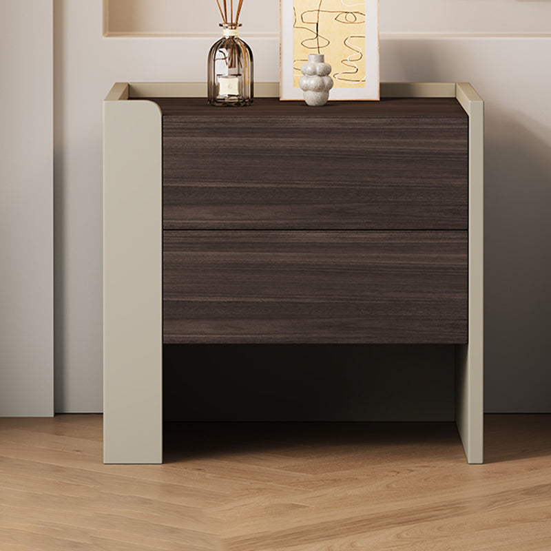 Contemporary Luxury Square Eco-Friendly Engineered Wood Plywood Pine Wood Metal Nightstand 2-Drawer For Bedroom
