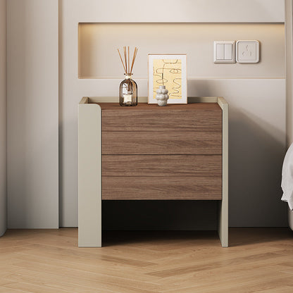Contemporary Luxury Square Eco-Friendly Engineered Wood Plywood Pine Wood Metal Nightstand 2-Drawer For Bedroom