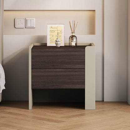 Contemporary Luxury Square Eco-Friendly Engineered Wood Plywood Pine Wood Metal Nightstand 2-Drawer For Bedroom