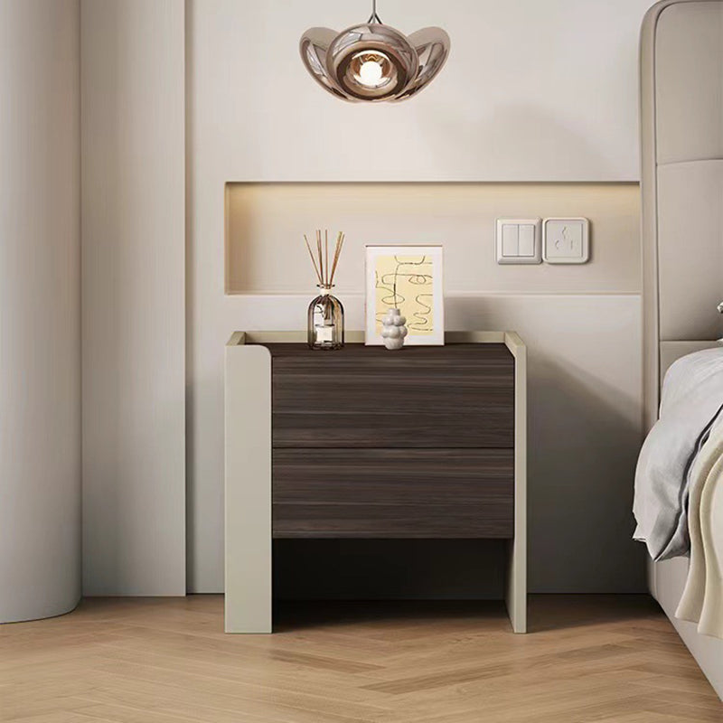 Contemporary Luxury Square Eco-Friendly Engineered Wood Plywood Pine Wood Metal Nightstand 2-Drawer For Bedroom