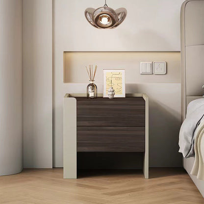 Contemporary Luxury Square Eco-Friendly Engineered Wood Plywood Pine Wood Metal Nightstand 2-Drawer For Bedroom