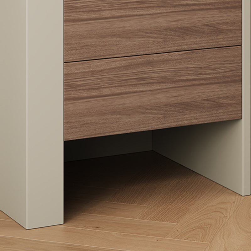 Contemporary Luxury Square Eco-Friendly Engineered Wood Plywood Pine Wood Metal Nightstand 2-Drawer For Bedroom