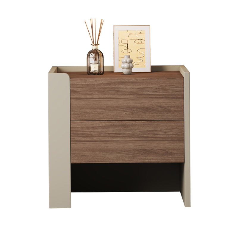Contemporary Luxury Square Eco-Friendly Engineered Wood Plywood Pine Wood Metal Nightstand 2-Drawer For Bedroom