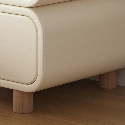 Modern Minimalist Rectangular Plywood MDF Solid Wood Microfiber Leather Nightstand 2-Drawer For Bedroom