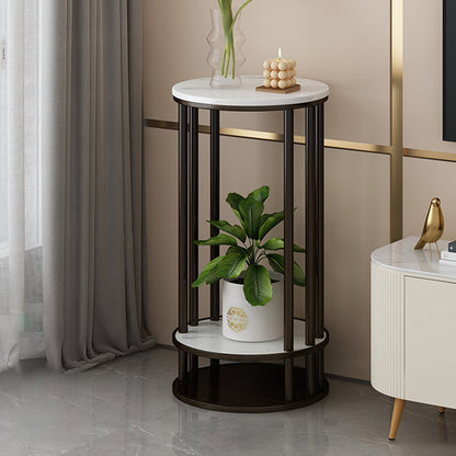 Modern Minimalist Round Pine Wood MDF End Table 3-Tier For Living Room