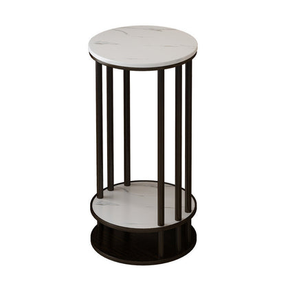 Modern Minimalist Round Pine Wood MDF End Table 3-Tier For Living Room
