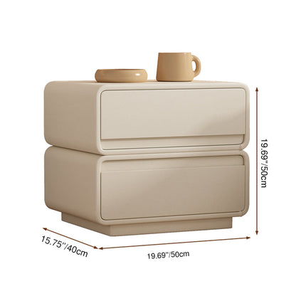 Contemporary Nordic Rectangular Plywood Solid Wood Microfiber Leather Nightstand 2-Drawer For Bedroom