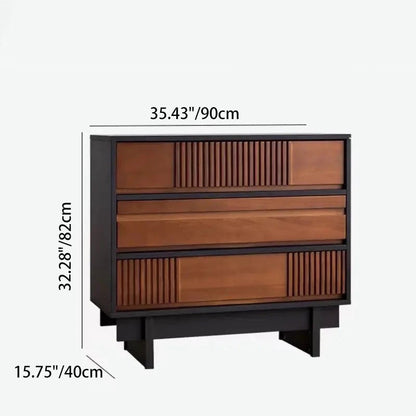 Traditional Vintage Rectangular Solid Wood Rubberwood & Solid Wood Multi-Layer Board Storage Cabinet 3-Cabinet For Bedroom
