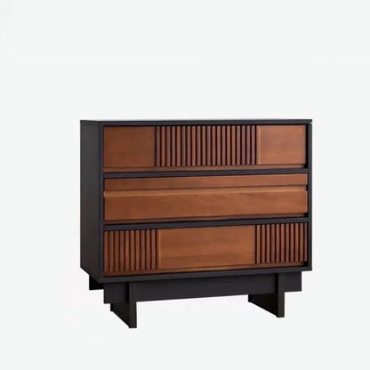 Traditional Vintage Rectangular Solid Wood Rubberwood & Solid Wood Multi-Layer Board Storage Cabinet 3-Cabinet For Bedroom