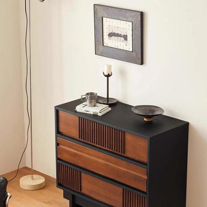 Traditional Vintage Rectangular Solid Wood Rubberwood & Solid Wood Multi-Layer Board Storage Cabinet 3-Cabinet For Bedroom
