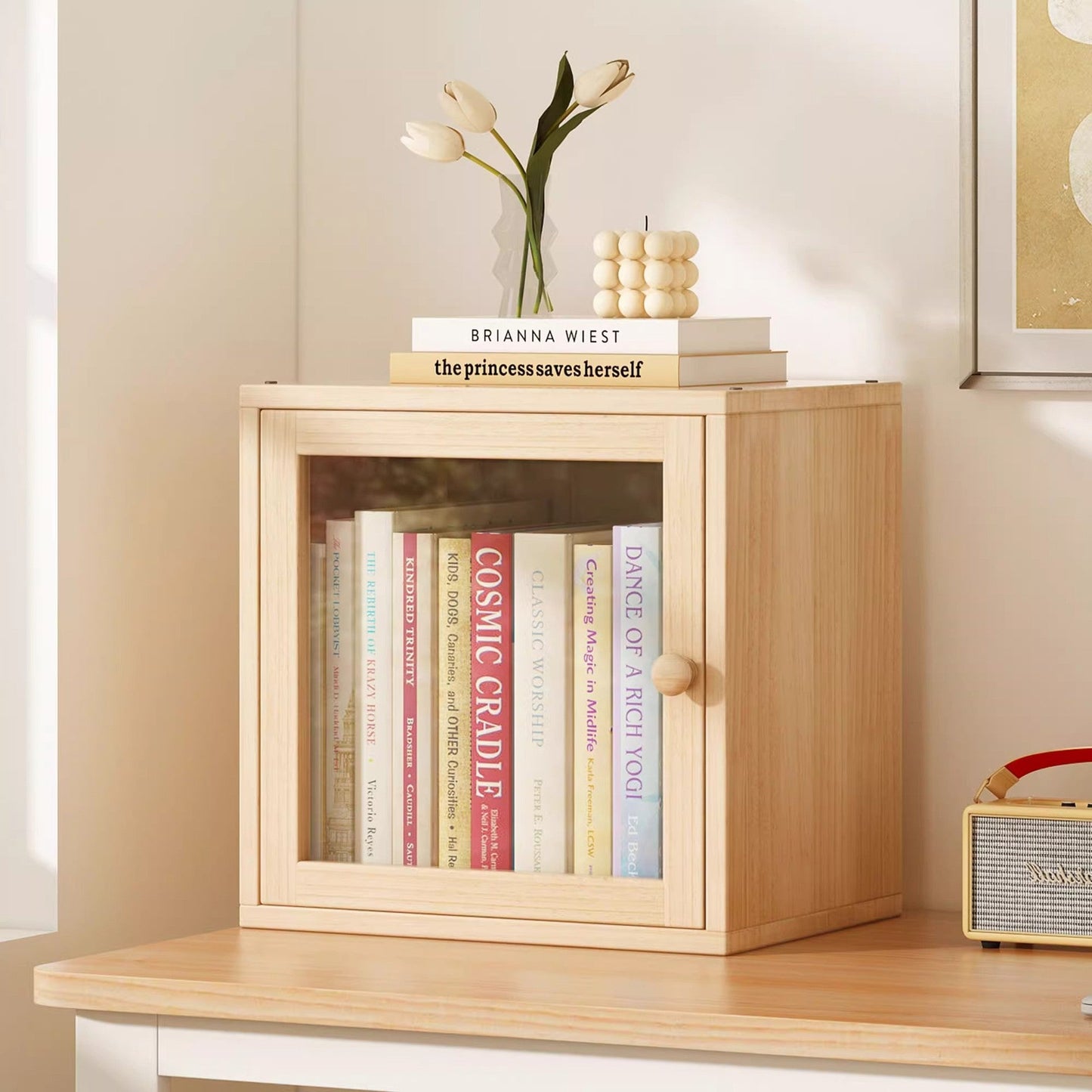 Modern Minimalist Square Pine Wood Composite Board Acrylic Storage Cabinet 1/2-Cabinet For Study