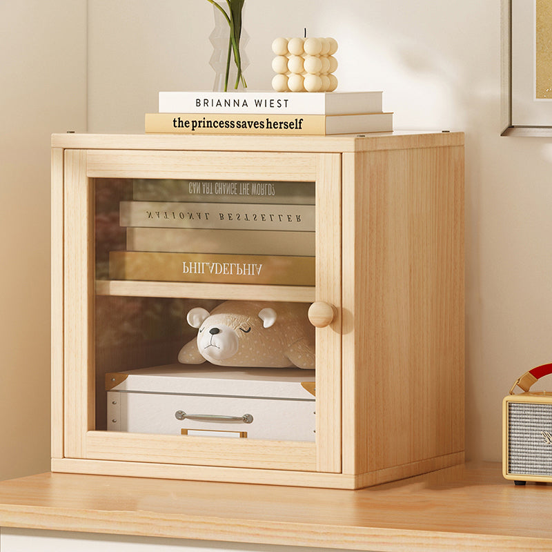 Modern Minimalist Square Pine Wood Composite Board Acrylic Storage Cabinet 1/2-Cabinet For Study