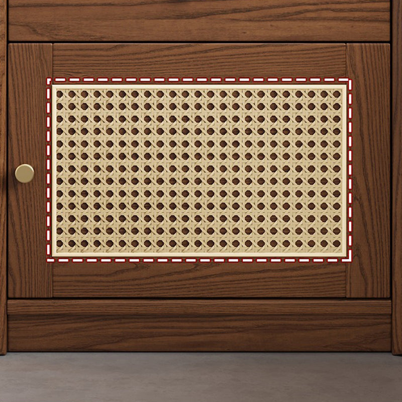 Modern Minimalist Square Rubberwood Plywood Steel Rattan Weaving Safe Deposit Box Nightstand 1-Drawer For Bedroom
