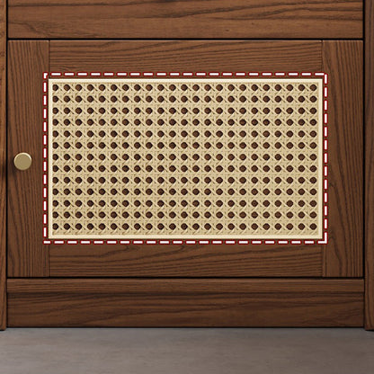 Modern Minimalist Square Rubberwood Plywood Steel Rattan Weaving Safe Deposit Box Nightstand 1-Drawer For Bedroom