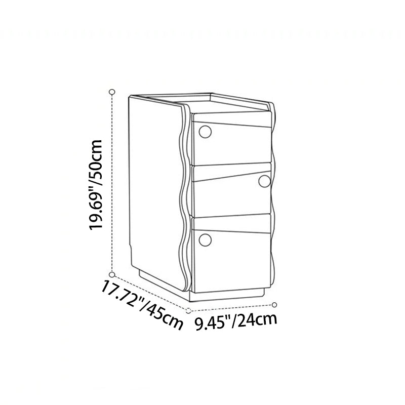 Traditional Vintage Narrow Rectangular Plywood Solid Wood Nightstand 3-Drawer For Bedroom