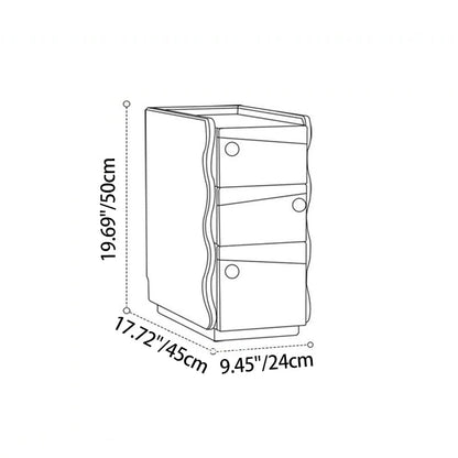 Traditional Vintage Narrow Rectangular Plywood Solid Wood Nightstand 3-Drawer For Bedroom