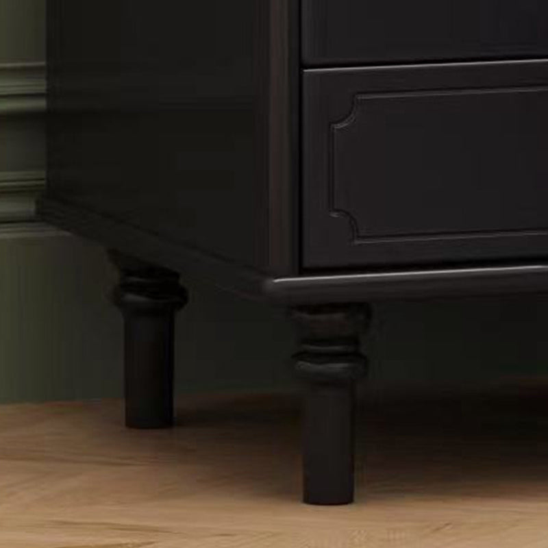 Contemporary Scandinavian Square Plywood Rubberwood Glass Nightstand 1-Drawer For Bedroom