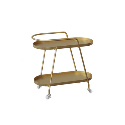 Modern Minimalist Oval Iron Movable End Table 2-Tier For Living Room