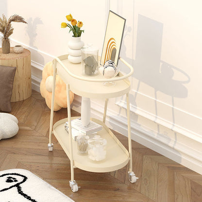 Modern Minimalist Oval Iron Movable End Table 2-Tier For Living Room