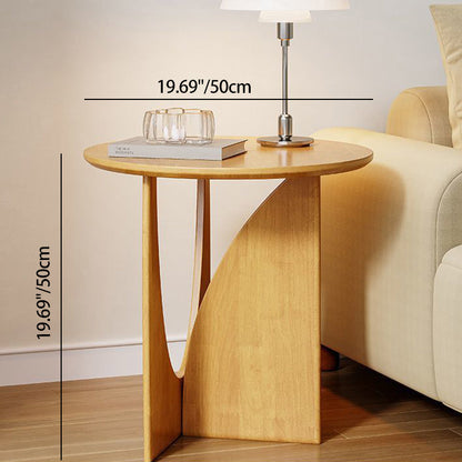 Modern Minimalist Round Solid Wood Multi-Layer Board End Table 1-Tier For Living Room