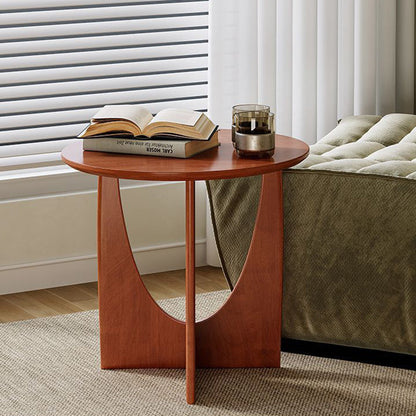 Modern Minimalist Round Solid Wood Multi-Layer Board End Table 1-Tier For Living Room