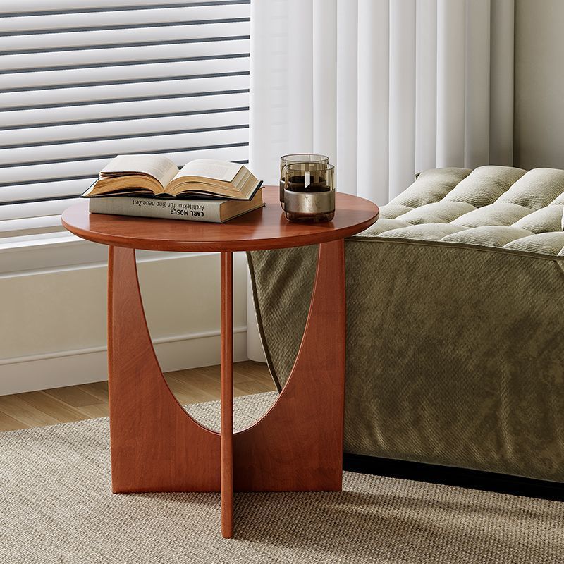 Modern Minimalist Round Solid Wood Multi-Layer Board End Table 1-Tier For Living Room
