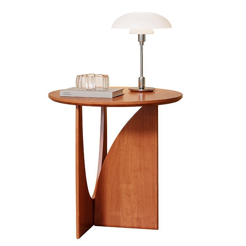 Modern Minimalist Round Solid Wood Multi-Layer Board End Table 1-Tier For Living Room