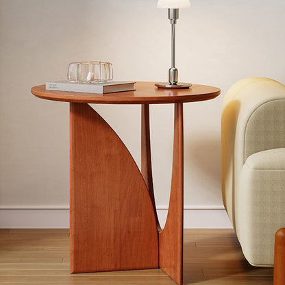 Modern Minimalist Round Solid Wood Multi-Layer Board End Table 1-Tier For Living Room