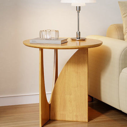 Modern Minimalist Round Solid Wood Multi-Layer Board End Table 1-Tier For Living Room