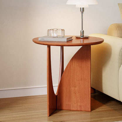 Modern Minimalist Round Solid Wood Multi-Layer Board End Table 1-Tier For Living Room
