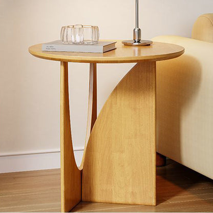 Modern Minimalist Round Solid Wood Multi-Layer Board End Table 1-Tier For Living Room