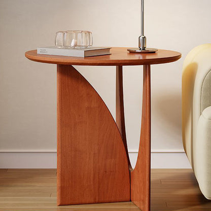 Modern Minimalist Round Solid Wood Multi-Layer Board End Table 1-Tier For Living Room
