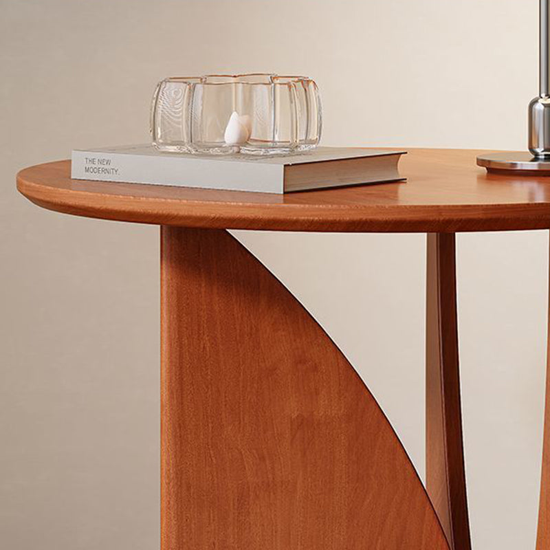 Modern Minimalist Round Solid Wood Multi-Layer Board End Table 1-Tier For Living Room