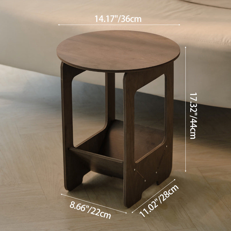 Modern Simplicity Round Wood-Plastic Composites Side Table 2-Tier For Living Room