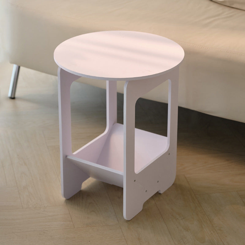 Modern Simplicity Round Wood-Plastic Composites Side Table 2-Tier For Living Room