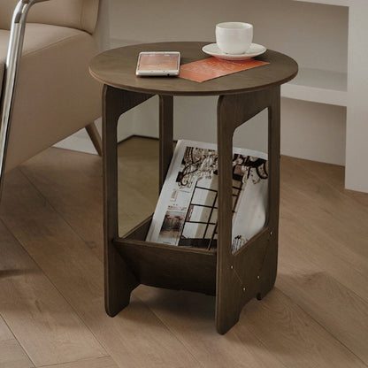 Modern Simplicity Round Wood-Plastic Composites Side Table 2-Tier For Living Room