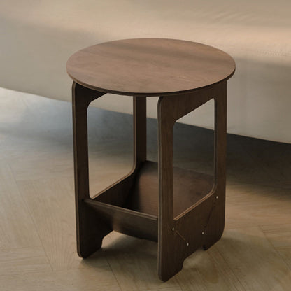 Modern Simplicity Round Wood-Plastic Composites Side Table 2-Tier For Living Room