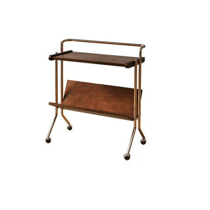 Modern Minimalist Rectangular Stainless Steel Rubberwood Movable End Table 2-Tier For Living Room