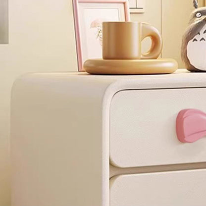 Modern Art Deco Rectangular Bowknot Plywood Cat-Scratch Leather MDF Kids Nightstand 2-Drawer For Bedroom