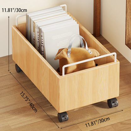 Modern Minimalist Movable Rectangular Rubberwood Iron Kids Storage Cabinet 1-Cabinet For Study