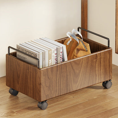 Modern Minimalist Movable Rectangular Rubberwood Iron Kids Storage Cabinet 1-Cabinet For Study