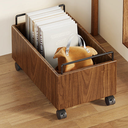 Modern Minimalist Movable Rectangular Rubberwood Iron Kids Storage Cabinet 1-Cabinet For Study
