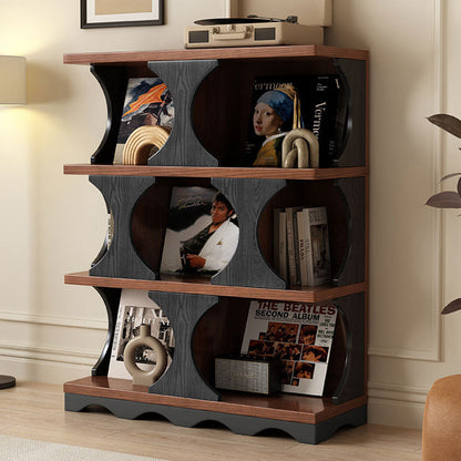 Traditional Vintage Rectangular Particle Board Display Rack 4-Tier For Living Room
